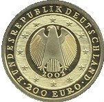 (№2002km221) Монета ФРГ 2002 год 200 Euro (Введение Евро)
